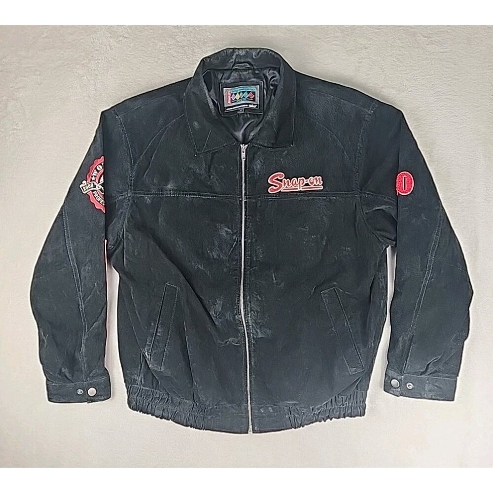 Snap On Tools 2008 Limited Edition Suede Leather Jacket Mens Black Zip XL